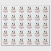 バニーラビットピンクフローラベビースクリプトベビーシャワー ラッピングペーパー (フラット)