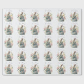 バニーラビットピンクフローラベビースクリプトベビーシャワーW ラッピングペーパー (フラット)