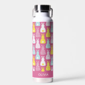 バニーラビットピンク柄のウォーターボトル ウォーターボトル (正面)