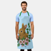 バニーラビットピンク色の花 エプロン (着用した状態)