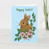 バニーラビットピンク色の花 カード (正面)