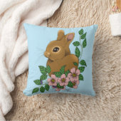 バニーラビットピンク色の花 クッション (ブランケット)