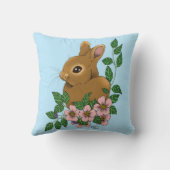 バニーラビットピンク色の花 クッション (裏面)