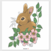 バニーラビットピンク色の花 シール (シート)