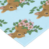 バニーラビットピンク色の花 テーブルクロス (アングル)