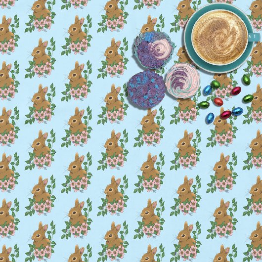 バニーラビットピンク色の花 テーブルクロス