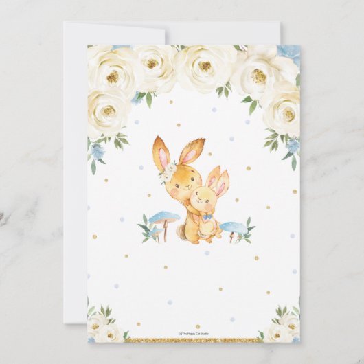 バニーラビットフローラジョイント誕生日シスターブラザー 招待状 (裏面)