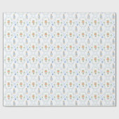 バニーラビットブルーウォーターカラーバルーン誕生日 ラッピングペーパー (フラット)