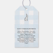 バニーラビットブルーギンガムバスボムメッセージカード ギフトタグ (裏面)