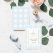 バニーラビットブルーギンガムベビーシャワーフォイル招待状 箔招待状