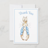 バニーラビットブルーベビーシャワーありがとう サンキューカード (正面)