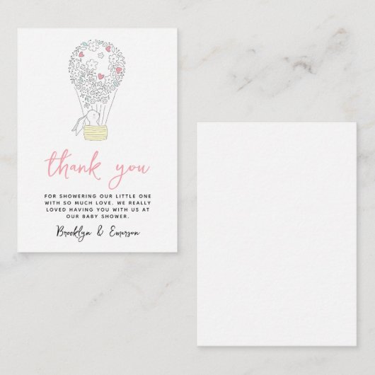 バニーラビットベイビーシャワーありがとう ノートカード (正面/裏面)