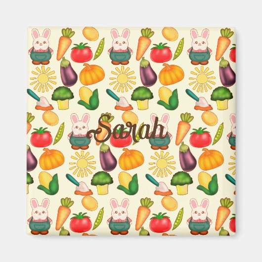 バニーラビットベジタブル農家 マグネット (正面)