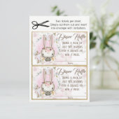 バニーラビットベビーガールおむつラッフルチケット 招待状 (スタンド正面)