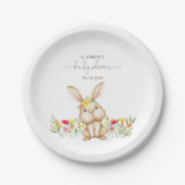 バニーラビットベビーガールシャワー紙プレート ペーパープレート (正面)