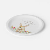 バニーラビットベビーガールシャワー紙プレート ペーパープレート (アングル)