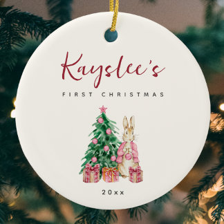 バニーラビットベビー初めてのクリスマスセラミックオーナメント セラミックオーナメント
