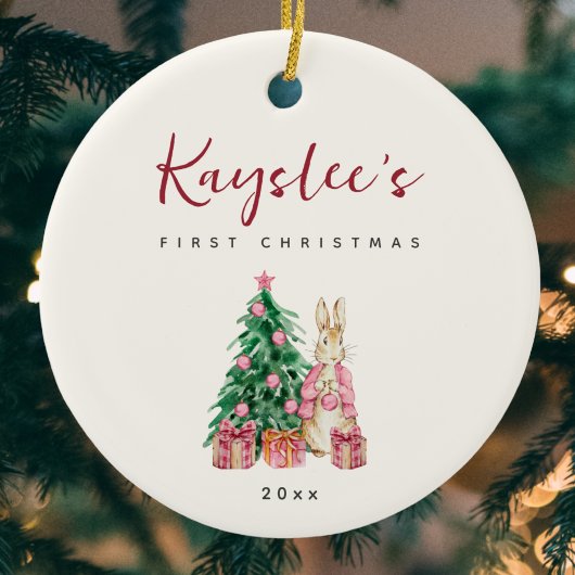 バニーラビットベビー初めてのクリスマスセラミックオーナメント セラミックオーナメント