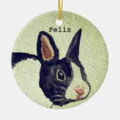 バニーラビットペット動物の水色名 セラミックオーナメント (正面)
