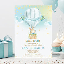 バニーラビットホットエアバルーン1stバースデーボーイ