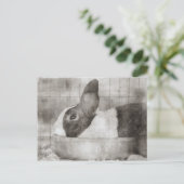 バニーラビットボウルに座ってレトロイースター シーズンポストカード (スタンド正面)