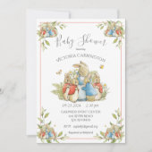 バニーラビットレッドベビーシャワー 招待状 (正面)