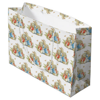 バニーラビット男の赤ちゃんガールシャワー ラージペーパーバッグ