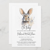 バニーラビット男女兼用ベイビーシャワー 招待状 (正面/裏面)