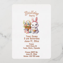 バニーラビット誕生日招待状 箔招待状