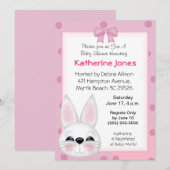 バニーラビット顔ベビーシャワー 招待状 (正面/裏面)