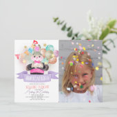 バニーラビット魔法ショーガール誕生日写真 招待状 (スタンド正面)