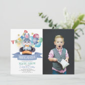 バニーラビット魔法ショーボーイ誕生日写真 招待状 (スタンド正面)