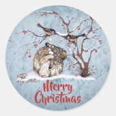 バニーラビット&スノーバード丸ステッカー ラウンドシール (正面)