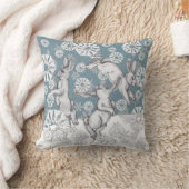 バニーラビット&スノーフレークスブルーウィンタークリスマス クッション (ブランケット)