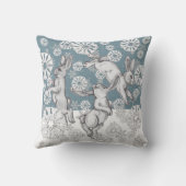 バニーラビット&スノーフレークスブルーウィンタークリスマス クッション (裏面)