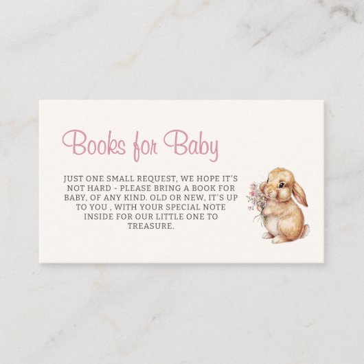 バニーワイルドフラワーズパステルブックスベビー エンクロージャーカード (正面)