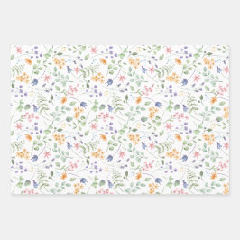 バニーワイルドフラワーズ名前をカスタムする ラッピングペーパーシート