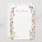 バニーワイルドフラワータイムカプセルノートメッセージカード サンキューカード (正面)