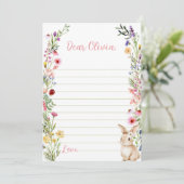 バニーワイルドフラワータイムカプセルノートメッセージカード サンキューカード (スタンド正面)