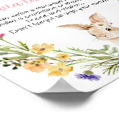 バニーワイルドフラワー誕生日パーティータイムカプセルサイン ポスター (角)