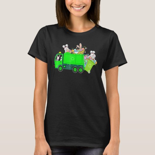 バニー乗馬ごみトラック復活祭バニー Tシャツ (正面)