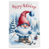 バニー付きクリスマス格言スキー ミディアムペーパーバッグ (正面)