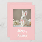 バニー付きピンクのイースターカード シーズンカード (正面/裏面)