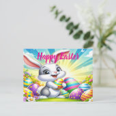 バニー付き愛らしいイースターポストカード ポストカード (スタンド正面)