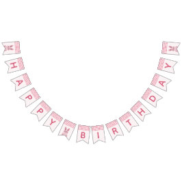 バニー付き赤ちゃん女の子のためのピンクの誕生日パーティー バンティングフラッグ