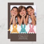 バニー兄弟姉妹写真イースターカード シーズンカード (正面/裏面)