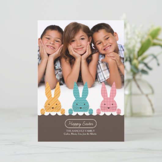バニー兄弟姉妹写真イースターカード シーズンカード (スタンド正面)