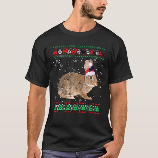バニー動物愛好家クリスマスマッチングサンダージュバニー Tシャツ (正面)