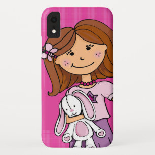 バニー女の子らしラビットハググラフィックピンク iPhone XRケース