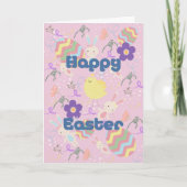 バニー子供へと渦巻き模様のイースターカード シーズンカード (正面)